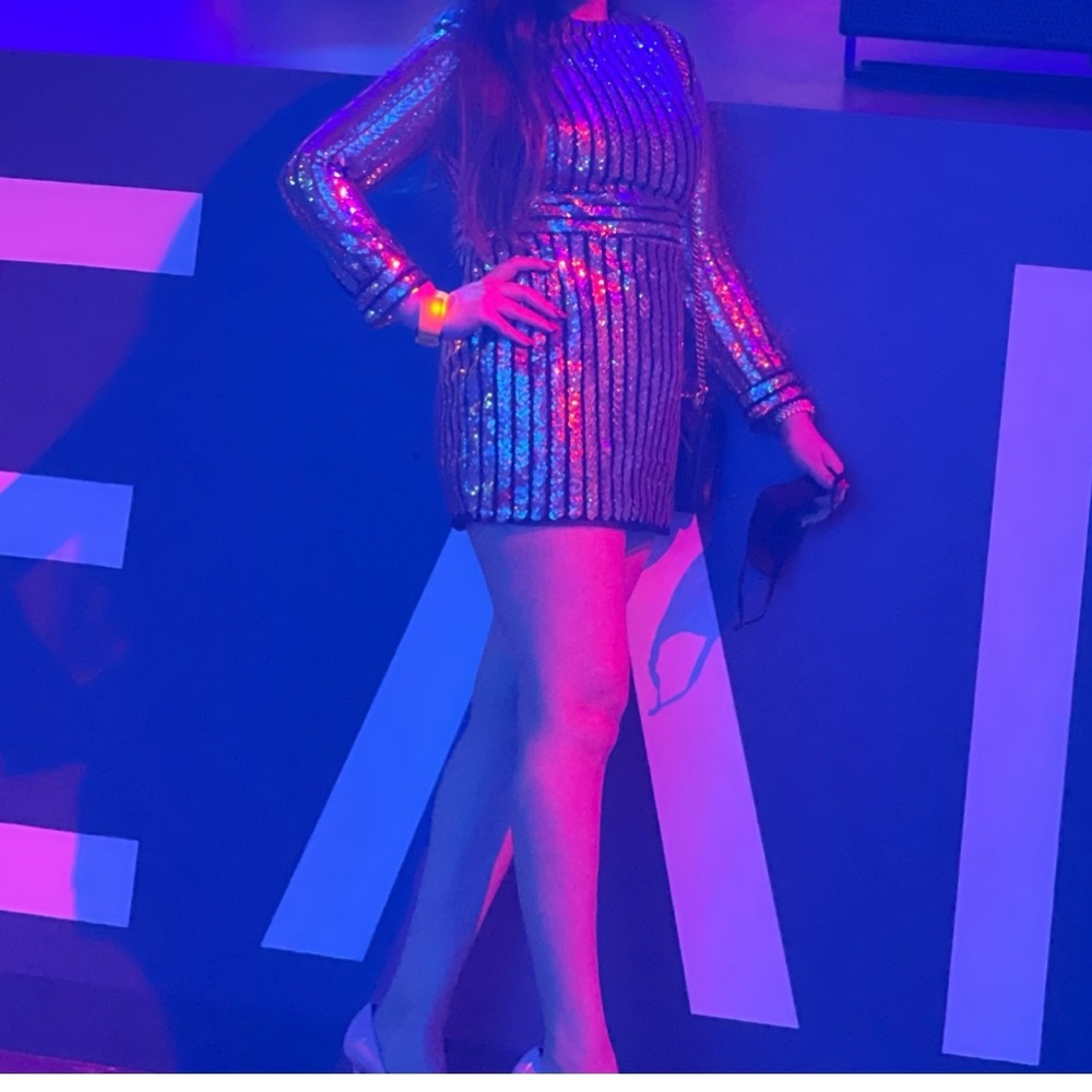 Sequin Striped Mini Dress